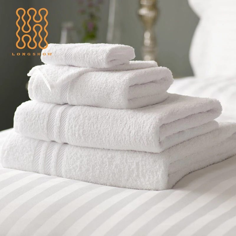 Premium Quality Soft and Absorbent bed Linen Luxury Custom white Cotton Hand Towels set for Bathroom