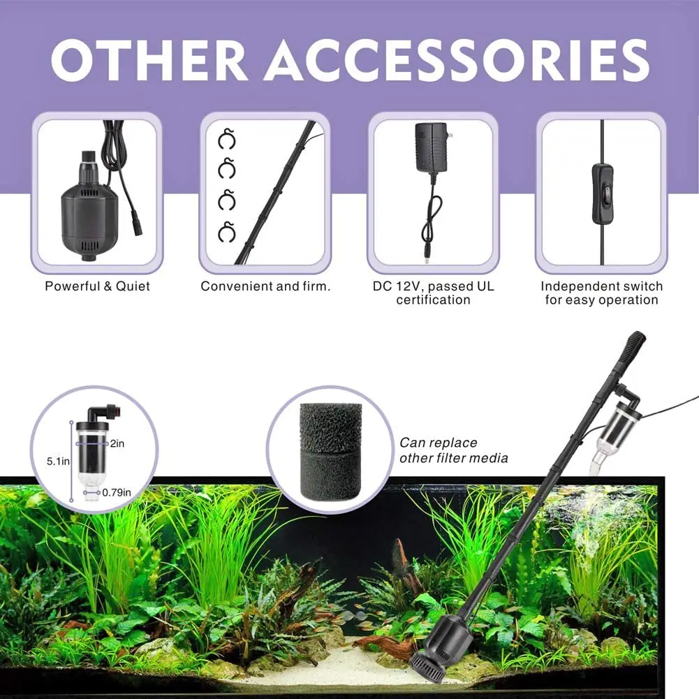 Wholesale Electric Aquarium Gravel Cleaner Vacuum Water Changer Four Spliced Rigid Tubes Quickly Change No Water Accumulation