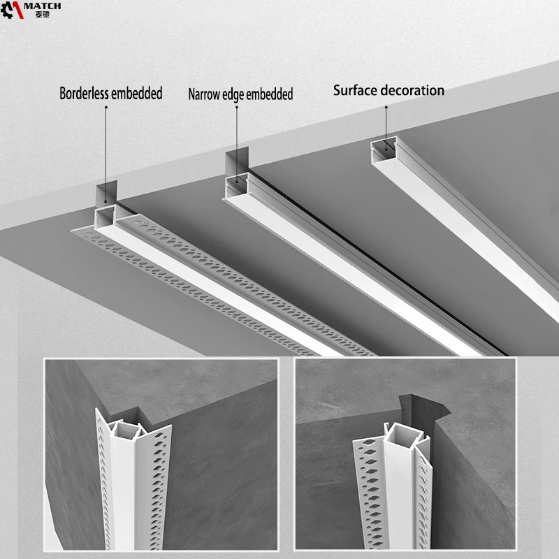 U shape aluminum extrusion profile 24*19mm LED Line Light Recessed Mounted Led Slot for Wall