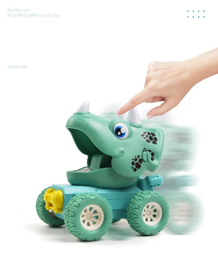 Amazon Hot Selling Plastic Small Toy Cars Dinosaur World Car Toy Pressure control Cartoon Dinosaur cars for kids