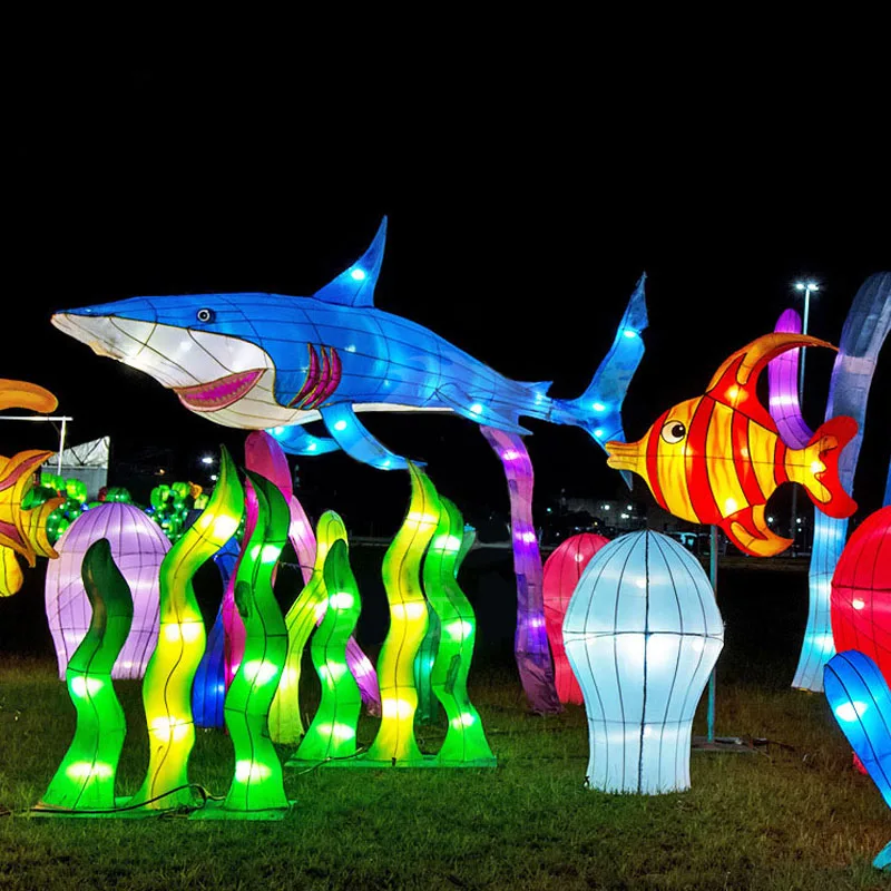 Animals Festival Lantern Lamps Decorative Lighting Sharks Outdoors Waterproof Motif Lights Holiday Cartoon Christmas New Year