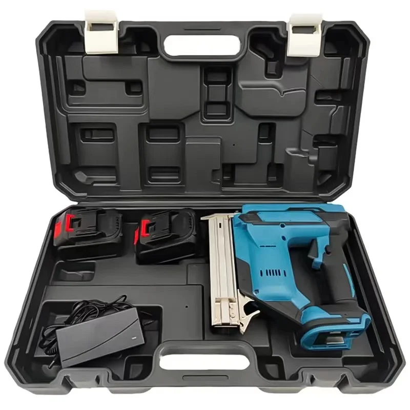 BOLIU 21V Battery 2Gear Brushless Electric Gun Cordless 1022J U Stapler  for Furniture 1 Set Nails Woodworking Power Tool