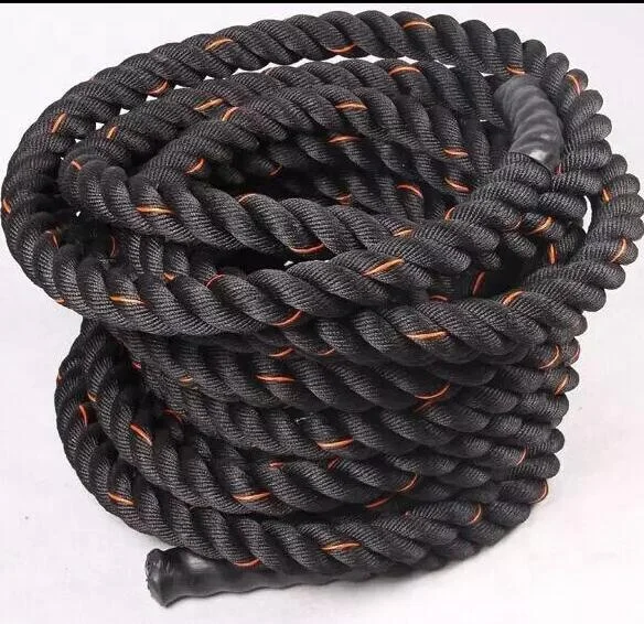 Gym Fitness Exercise Battle Rope for Explosive Power Training 9m 12m Black Power Rope with Protective Sleeve