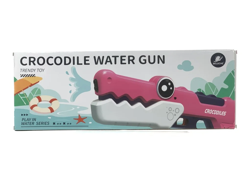 Summer Outdoor Green Cartoon Water Sprayer Pink Water Squirt Gun Plastic Electric Crocodile Water Gun Toy with Swimming Goggles