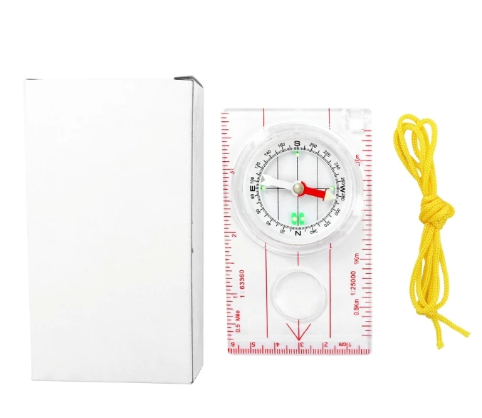 Outdoor Plexiglass Map Scale Luminous Directional Multifunctional Ruler(cm/inch) Compass Camping Gear Hiking Accessories