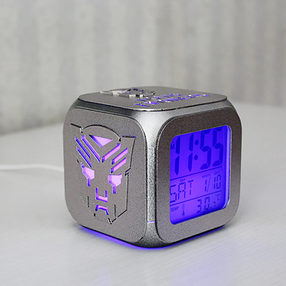 Minimalist Design Alarm Clock 3D Stereo Game of Transformers LED Nightmute Creative Electronic Clock with Touch Control Bedroom