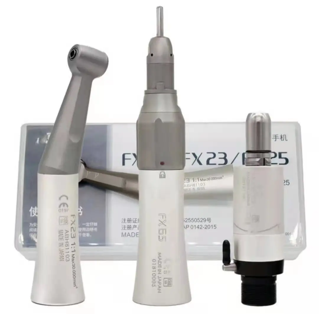 Low-Speed Dental Handpiece Set/Kit from the FX Series Electric Power Source contra angle Straight Handpiece Push Button