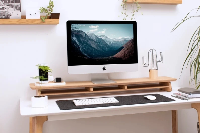 Best Selling Double Layer Wooden Display Riser Multifunctional Computer Bracket
