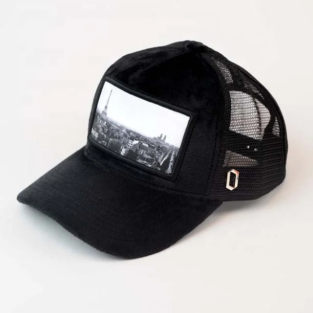 Zg Sombrero De Terciopelo Mesh Custom Baseball Velvet Trucker Keps Geborduurde Mesh Fuzzy With Picture Velvet Keps Cap