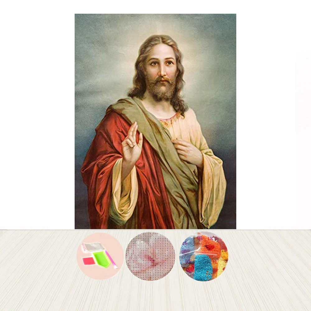 Supplier Custom Size Portrait Mosaic Dotz Diy Religious Adults Handmade 5D Diamond Painting Jesus