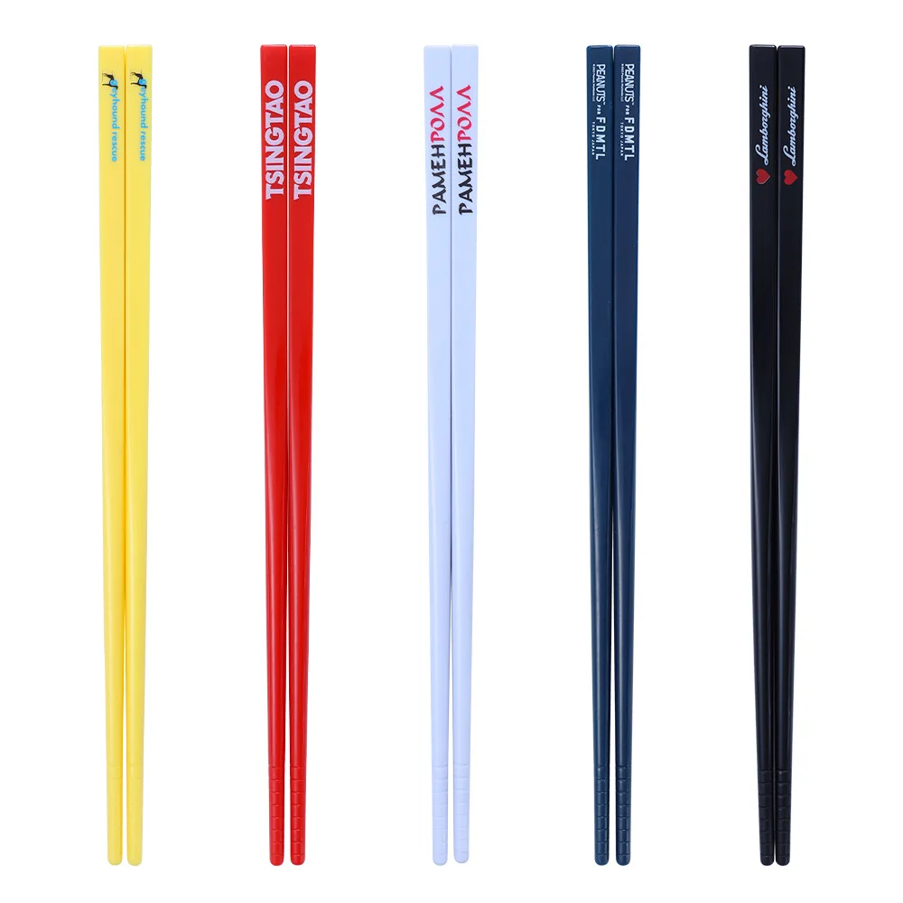 Dishwasher Safe Customized logo Bpa free food grade reusable chopsticks plastic chop stick