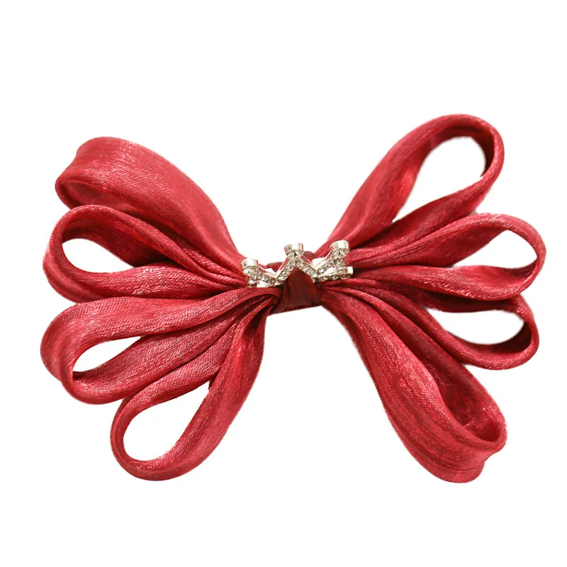 
China factory Handmade Big Bow Crytal Crown Pin Barrettes for Baby Girl Baby Hair Clip hair clip for girls kids 