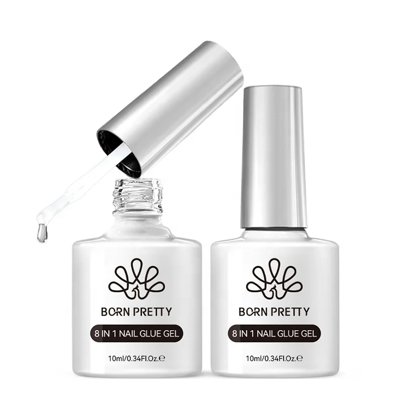 BORN PRETTY Newest 10ml Multifunction 8 IN 1 Brush on Nail Glue Gel for Color Mixing Blooming Extend