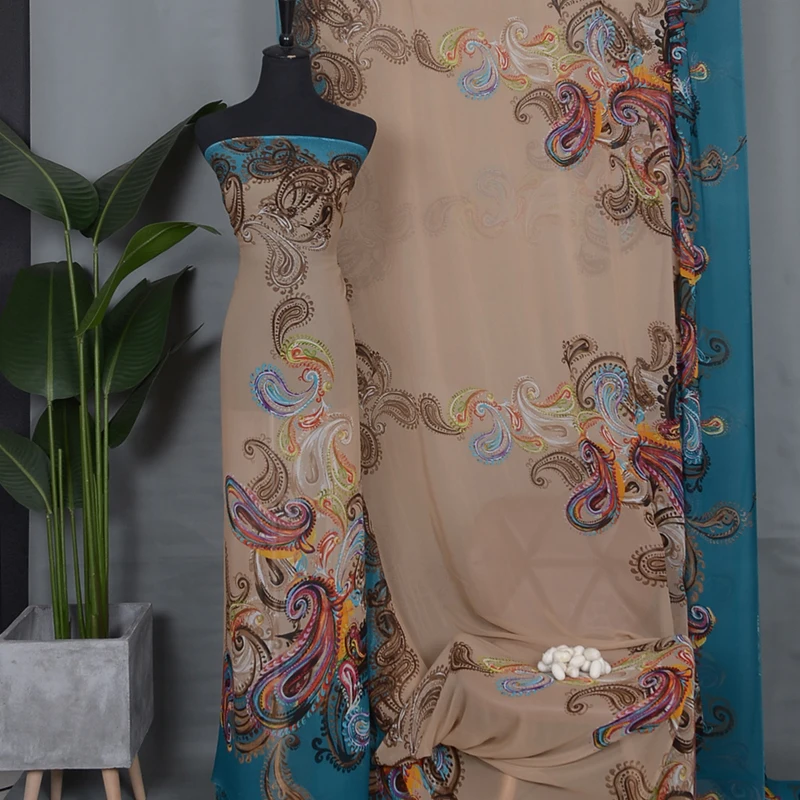 silk chiffon ombre ethnic big flower print abaya muslim dresses textiles 100 pure silk georgette fabric