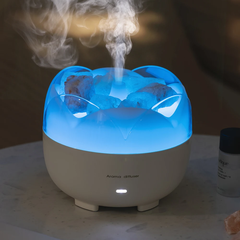 New salt stone aromatherapy machine home miini automatic fragrance machine essential oil aromatherapy seven-color lamp