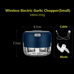 Kitchen Tool Grater Mini Chopper 100ml Electric Garlic Vegetable Chilli Chopper with USB Wireless