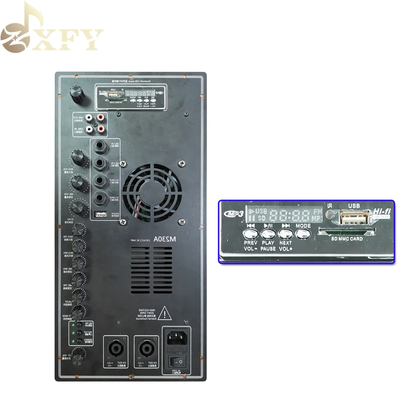 Новейший продукт XFY-600C 2 1 канальный усилитель доска 600 Вт монитор контроля потребляемой мощности с 3 Функция микрофона TF FM