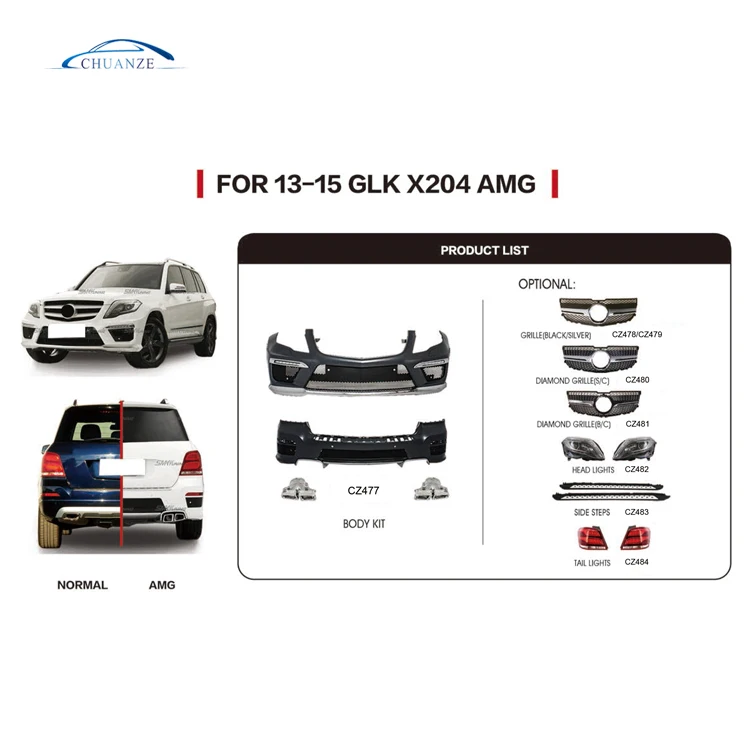 HOT SELLING BODY KIT FOR MERCEDES BENZ 2013-2015 GLK X204 AMG FRONT AND REAR BUMPER GRILLE