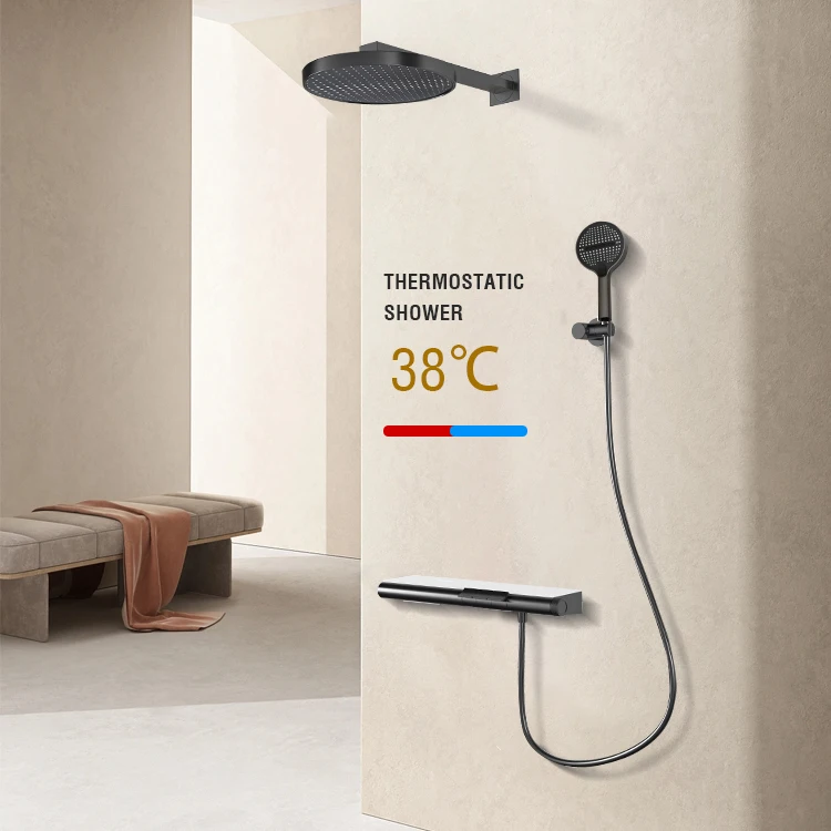 Cupc Chrome Wall Mounted Concealed Thermostatic Bathtub Bath Shower Faucets Rainfall Thermostatic Shower System