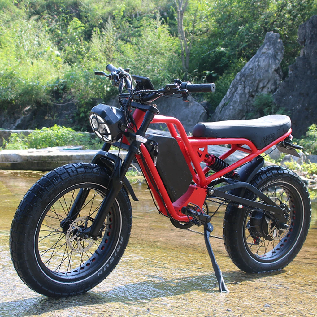 USA warehouse 1500W Fast electric bike retro motorcycle full suspension off road ebike 20 fat tires snow e-bike
