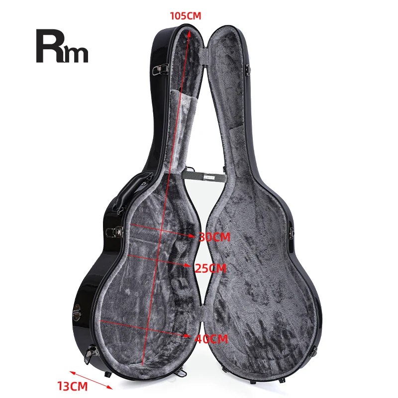 SUN-C BK Rm Rainbow  waterproof light gloss  leather over 41 inch folk music ballad  acoustic guitar fiber glass case