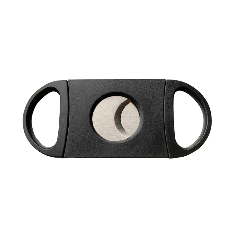 Stainless steel cigar knife double finger stretch cigar knife black luxury plastic cigar cutter