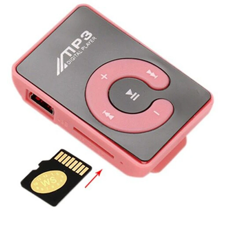 Мини зажим зеркальный USB MP3 Поддержка 8 ГБ портативный цифровой музыкальный медиаплеер Micro SD TF слот для карты C Форма Спорт