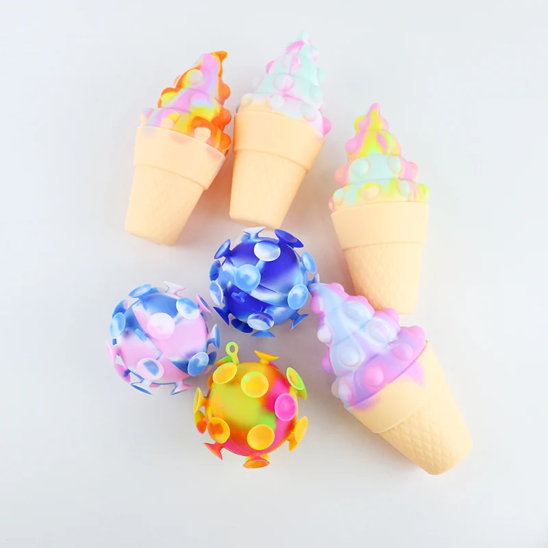 Cool cute silicone squeezed toys bad emotions relief hand squeeze biting food grade baby children sticky ball toys