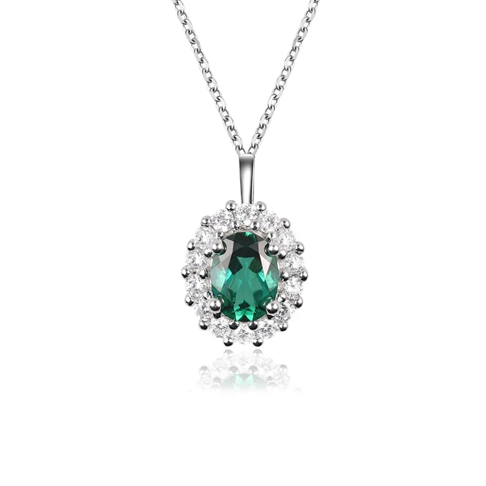 Necklace 1.5ct emerald picture necklace pendant 925 sterling silver necklaces