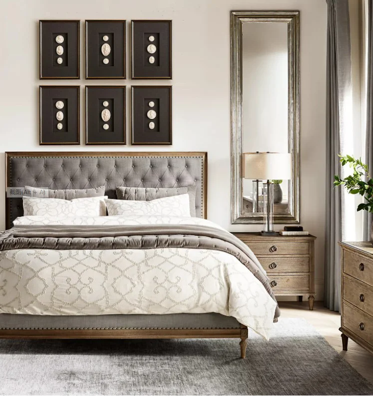 The Latest Sample Design Tufted French Style Home Hotel Queen Size Antique Frame solid Wood Beds From China Bed Furniture Base