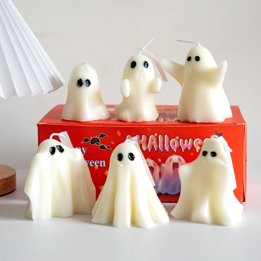Gifts White Ghost-Shaped Aromatherapy Candles Halloween Home Decor Candle For Party Bedroom Room Table Decorations