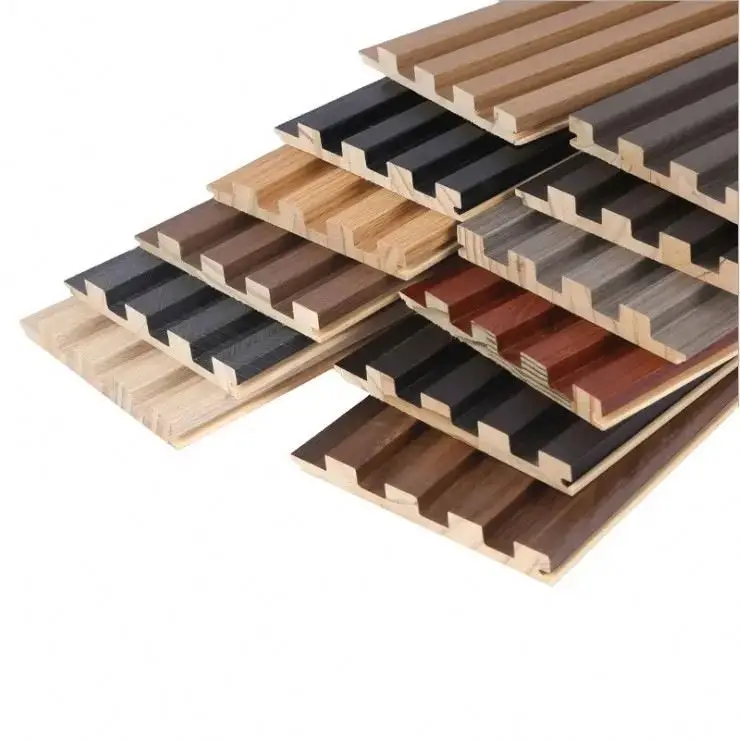 Cheap Indoor Solid Wood Cladding wpc fluted grate board Interior PVC Wall Panels Designs Slat Wood grilles Panels for Decoration