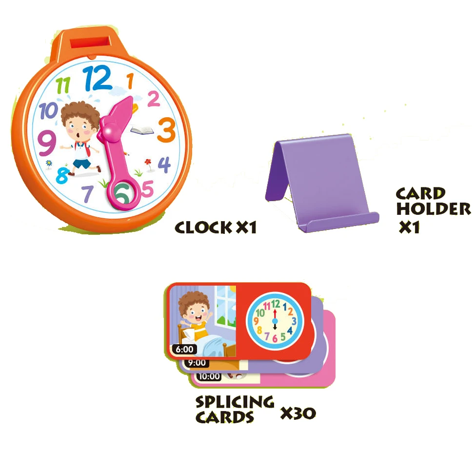Plastic new arrival interactive clock learning board game children calendar time educational cognitive matching toys