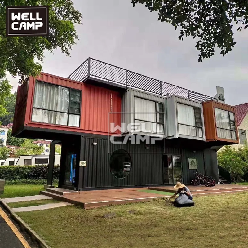 Building Construction Villa Designed by Prefab Flat Pack Container House Wellcamp Metal Galvanized Steel Frame Modern CN;GUA