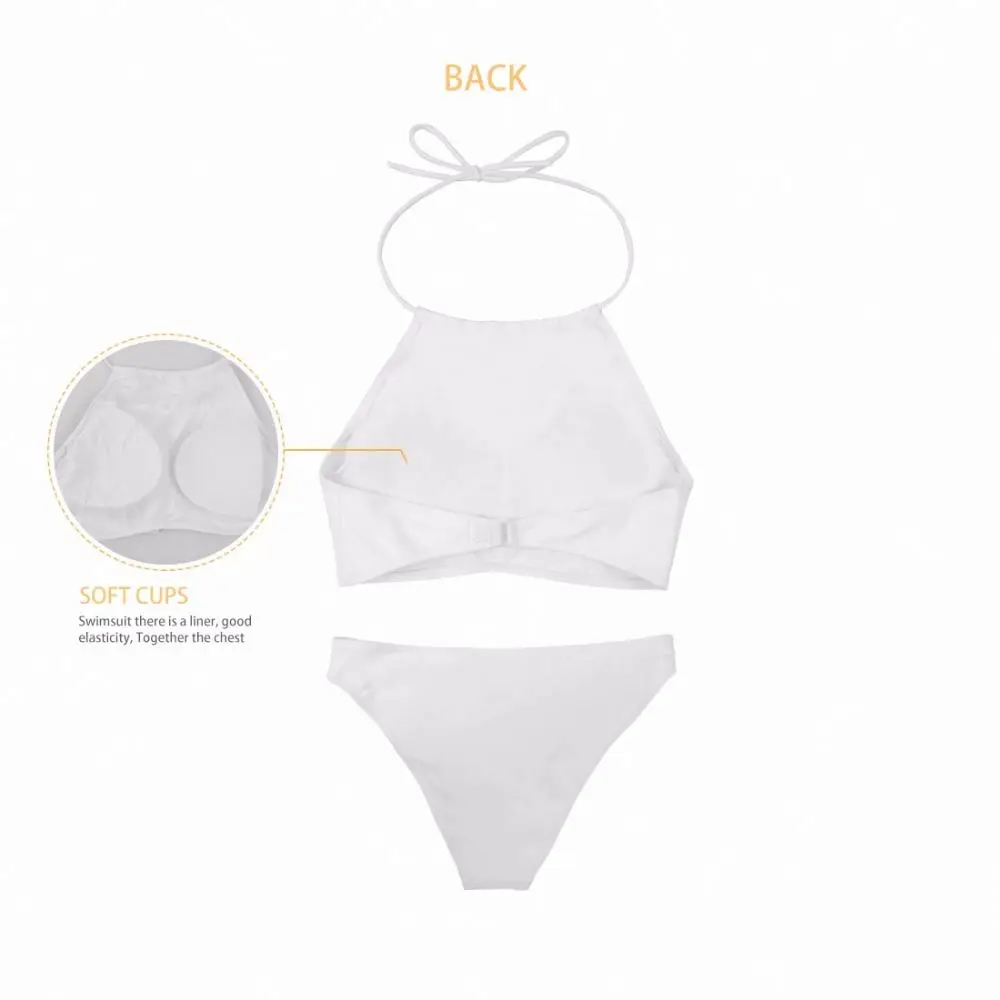 High Neck Halter Bikini Set Custom Your Own Logo/Image/Photo Print Swimwear Woman Two-piece Swimsuits Bathing Beach Swimwear