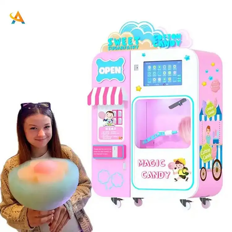 Полностью автоматический автомат для монет с кредитными картами сахарной ватой многоязычный