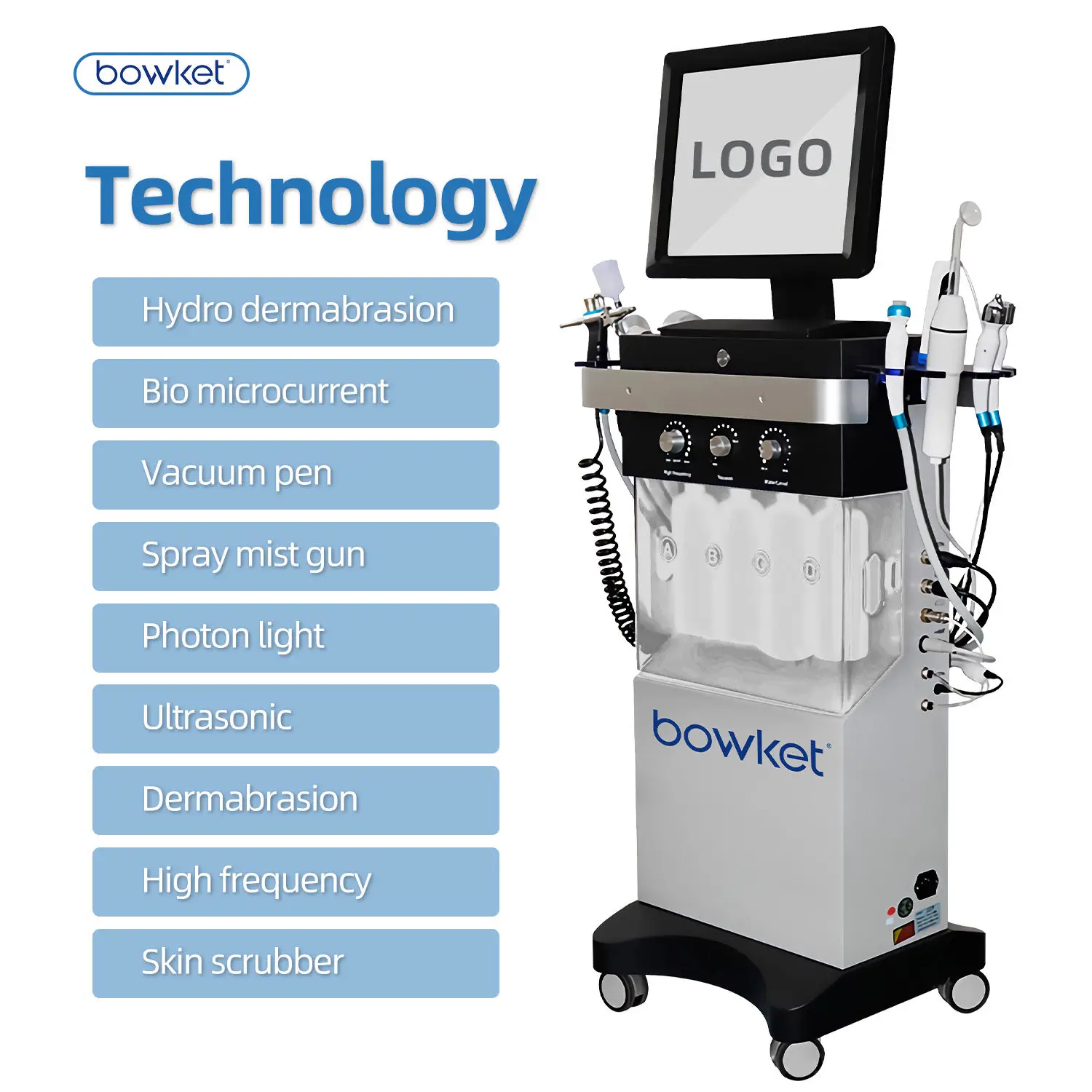 BOWKET 14 in 1 Diamond Microdermabrasion Aqua Peeling Wrinkle Removing Care Hydrodermabrasion Facial Machine