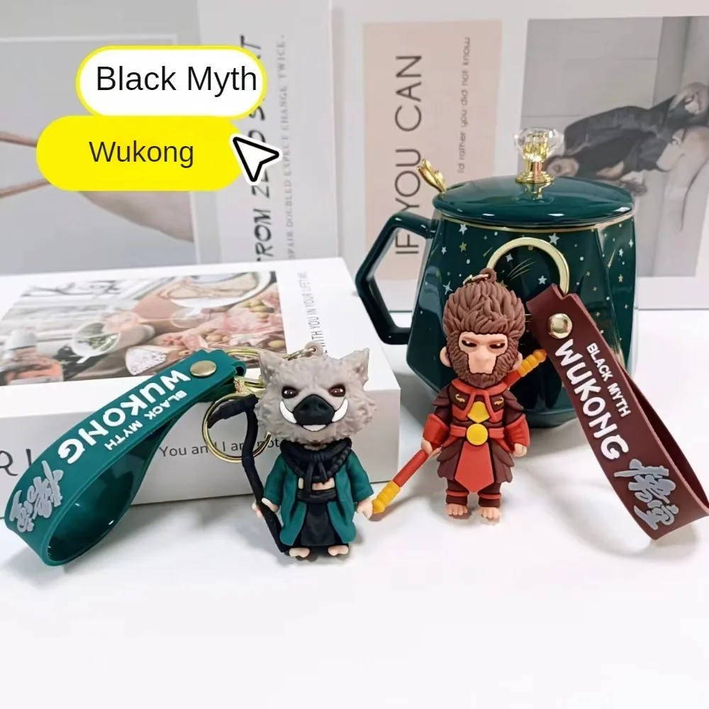 Lawingift Cheap 3D Silicone Wukong Keychain Gift Accessories Black Myth Wukong Pendant Rubber Charm Monkey King Key Rings Chains