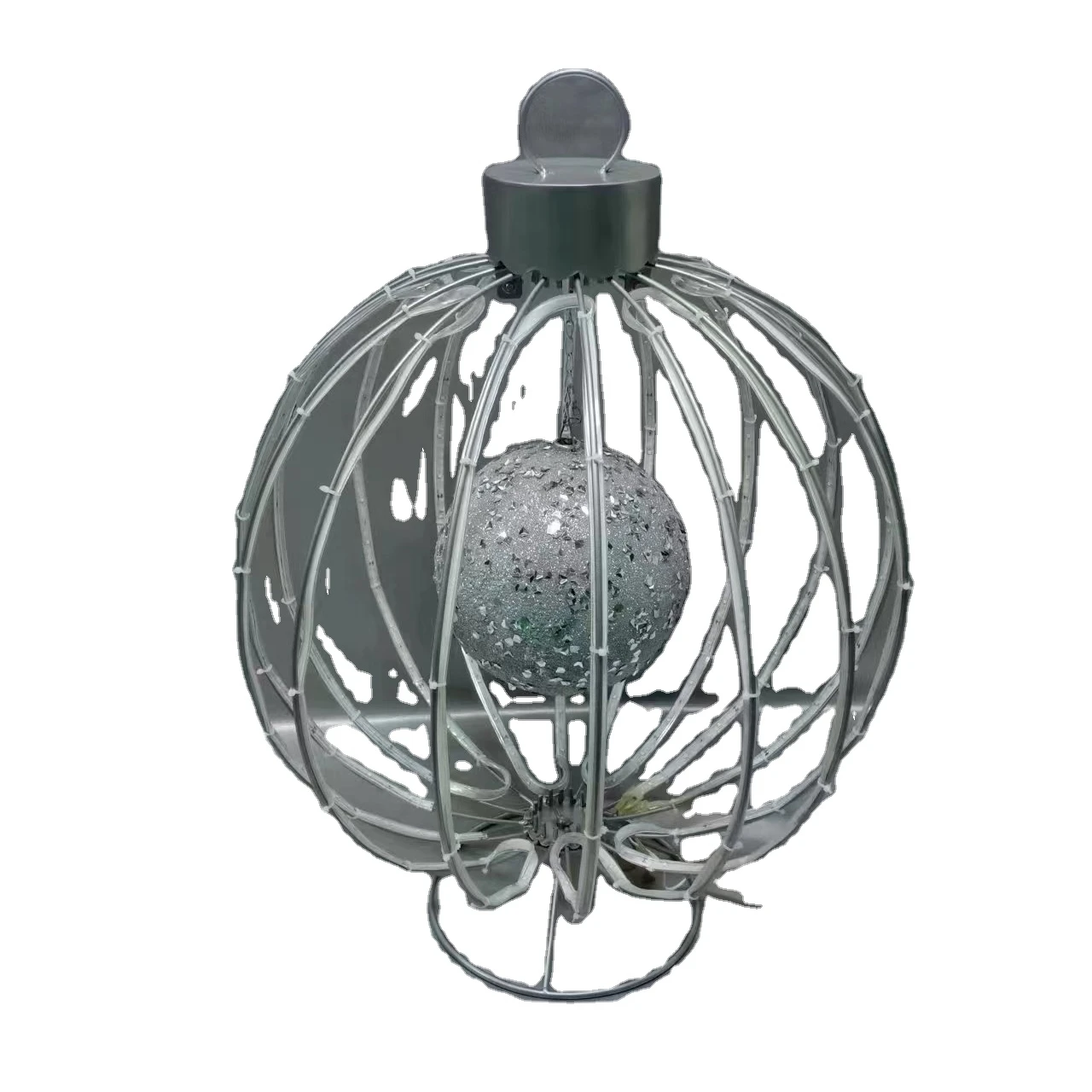 3d structure decoration metal iron frame outdoor hanging ball Christmas decoration foldable ball pattern lamp