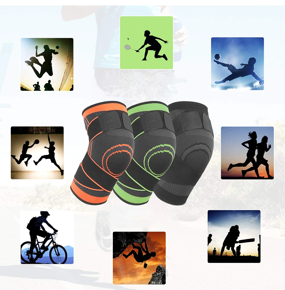 adjustable rom athletics  sports wear orthotics leg brace support calf guard 3D weaving compression knee sleeve