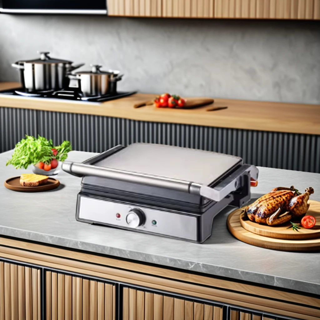 Custom 4 Slice Smokeless Electric Indoor Non-stick Contact Grill Portable Waffle Sandwich Maker Flat Panini Press Grill
