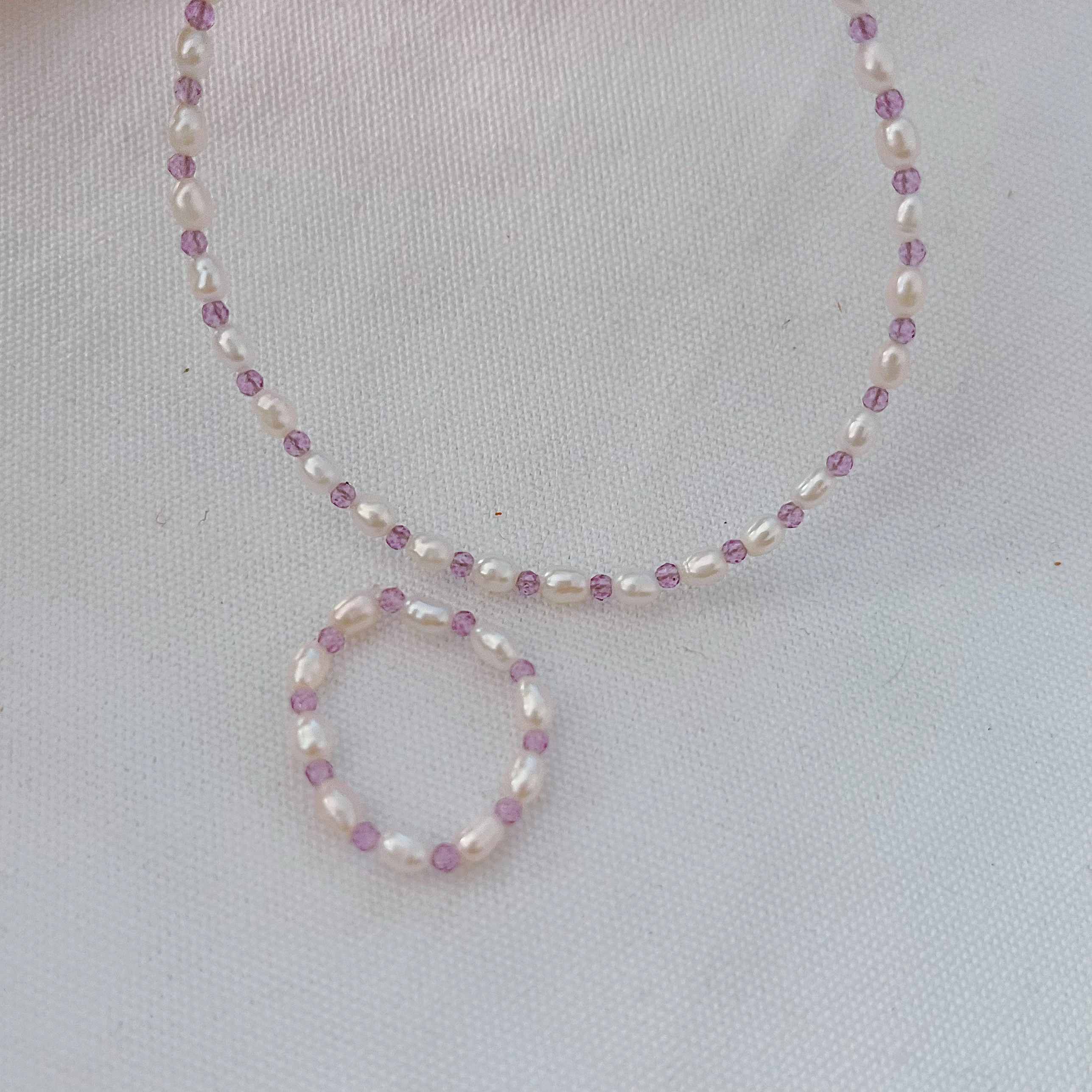 2024 Summer jewelry Mini 2-3 mm natural freshwater pearl necklace crystal purple beads necklace for women delicate necklace