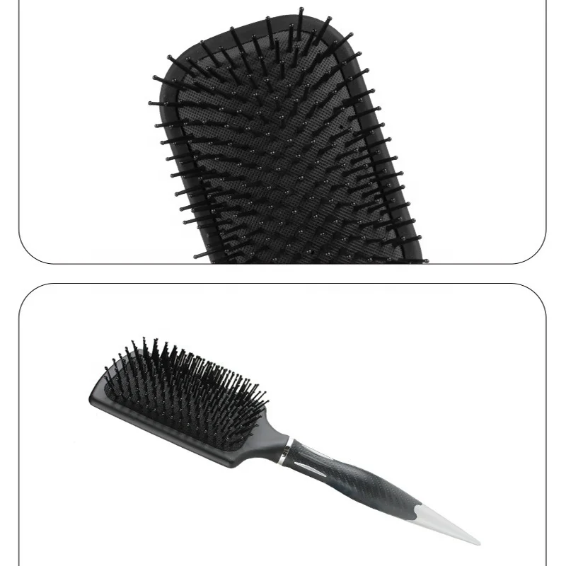 Hot selling black and white rat tail hair brush soft scalp massage anti static cushion hair brush