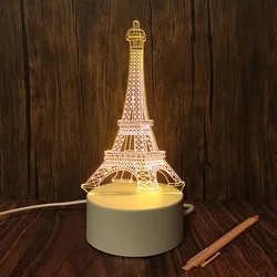 Hot sell 3D Stereo Custom Illusion Creative Cartoon Mini Warm Acrylic Led Table Desk Lamp Moon Dinosaur Decoration Night Lights