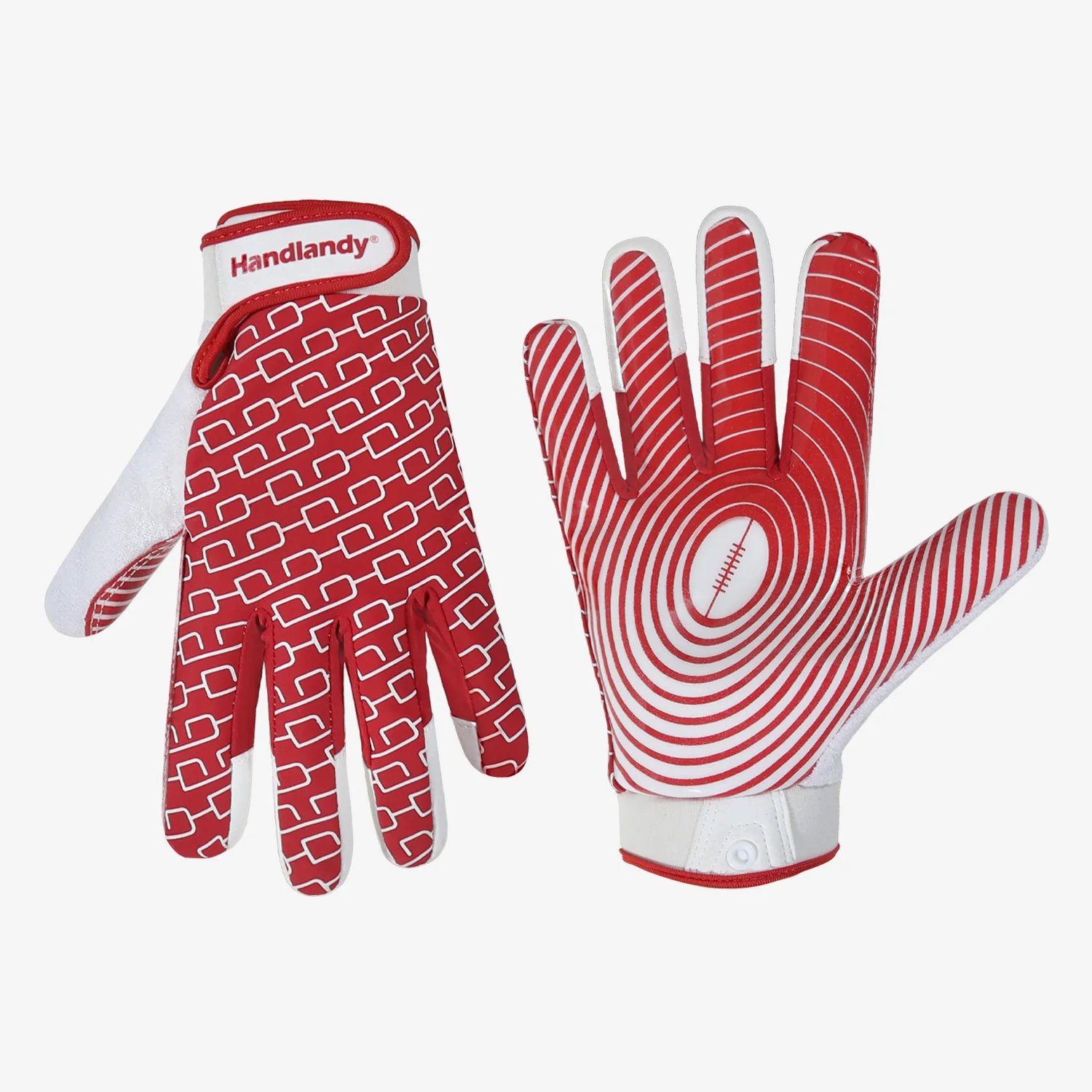 Handlandy best sell red Synthetic Leather Fully silicone coating  Palm Anti-slip American football gloves