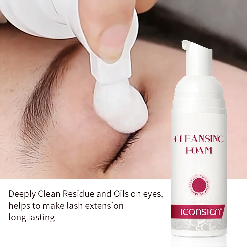Wholesale 60ml Oil Free Vegan Lash Shampoo Lash Foam Cleaning Lash Glue Cleaner Eyelash Extension Shampoo With Brush Set
