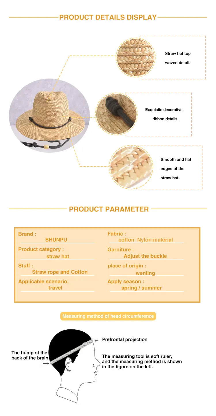 New Design Wholesale Hot Sale Wide Brim Straw Hat Natural Wheat Grass Lifeguard for Adults Ribbon Material for Casual Travel
