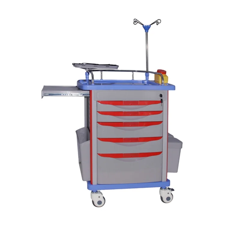 Hospital medical records crash cart  ABS emergency medical cart trolley  with drawers trolley medical