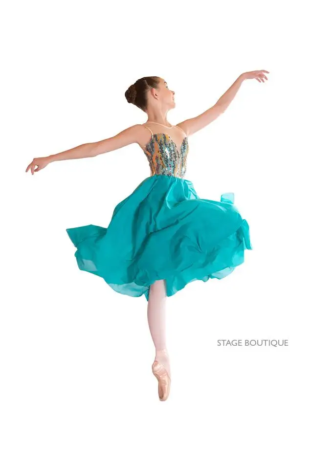 Jewel Teal Lyrical Dress Slow Modern Classical Dance Costume Dance Wear