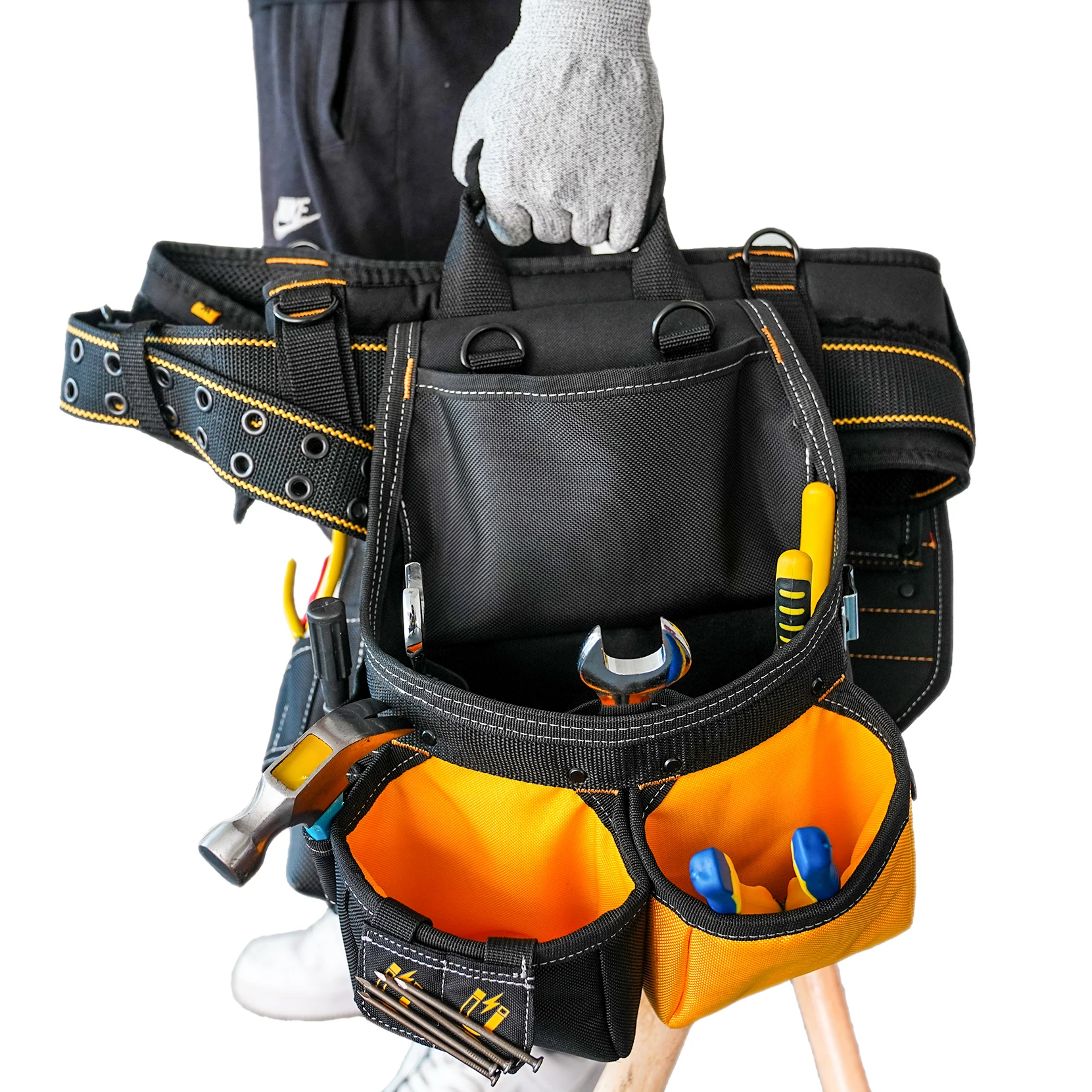 1680D Polyester carpenter tool belt with suspenders Professional Heavy Duty Tool Belt with Adjustable Suspenders